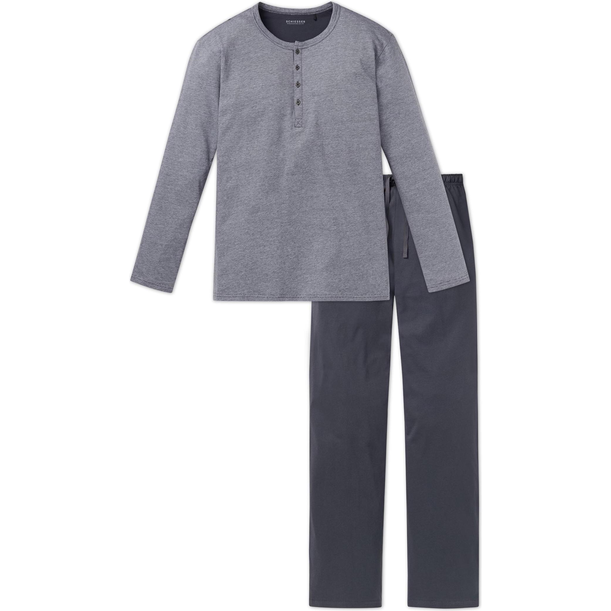 Schiesser, Herren, Pyjama, Pyjama Casual Bequem sitzend, Grau, (48)