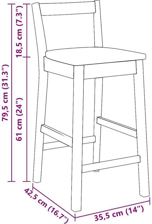 Image du produit VidaXL Tabouret de bar 2 pcs. Blanc Bois massif Hévéa