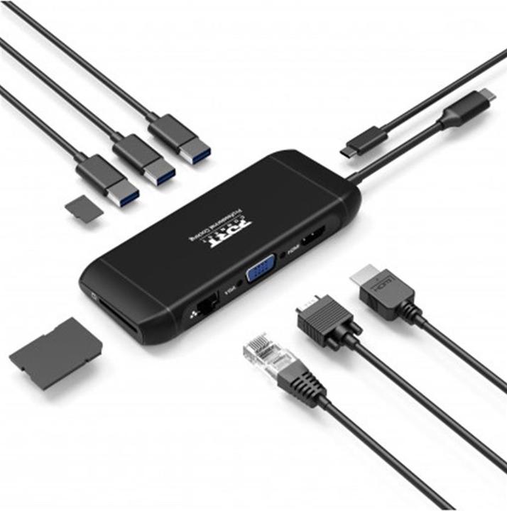 Actual product image Port Designs 901913 Interface Hub USB 2.0 Type-C 5000 Mbit/s Black (USB-C, 9 ports)