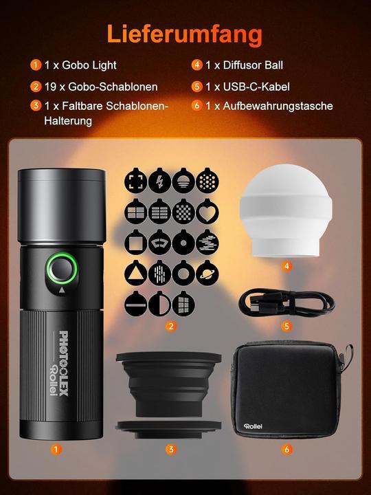 Actual product image Rollei LED-Effekt-Licht I Photoolex Gobo Light
