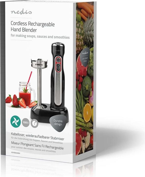 Produktbild Nedis Stabmixer 100 W Geschindigkeitseinstellung: 1-Speed Schwarz / Silber