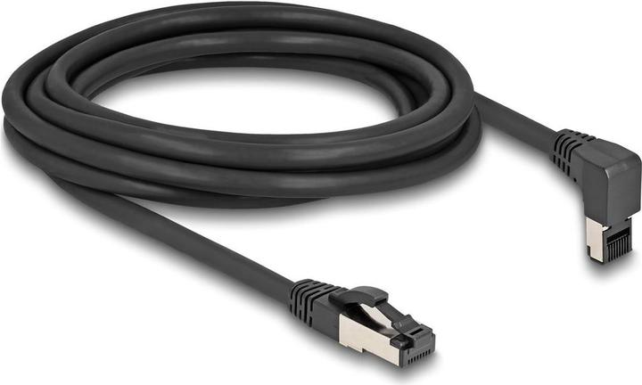 Produktbild Delock RJ45 Netzwerkkabel Cat.8.1 S/FTP 90° oben gewinkelt / gerade 3 m schwarz (S/FTP, CAT8.1, 3 m)