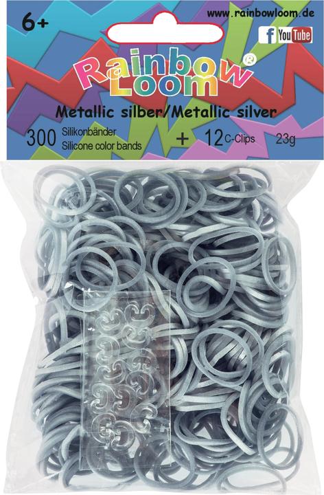 Rainbow Loom Silikonbänder Metallic Silber (12 Stk.)