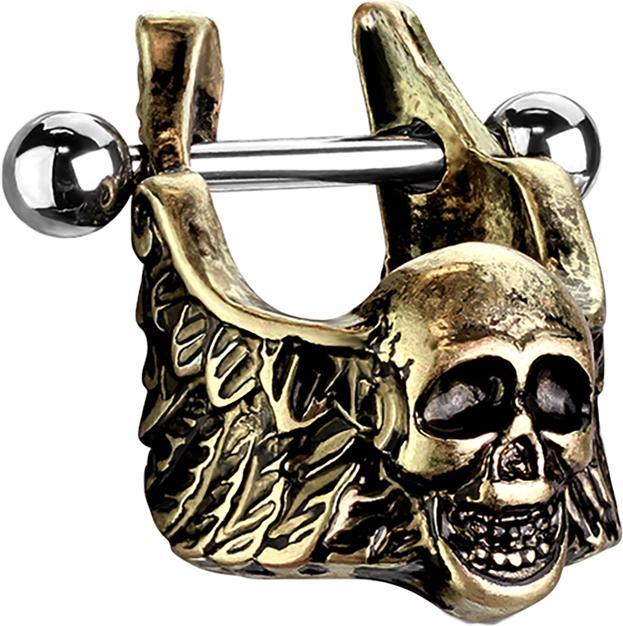 Immagine prodotto Star Piercing Micro Barbell vergoldet Totenkopf mit Flügel (Ottone, Acciaio chirurgico 316L)