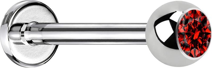 Produktbild Star Piercing Micro Labret silber mit Kugel Kristall rot (ohne Messing, Chirurgenstahl 316L)