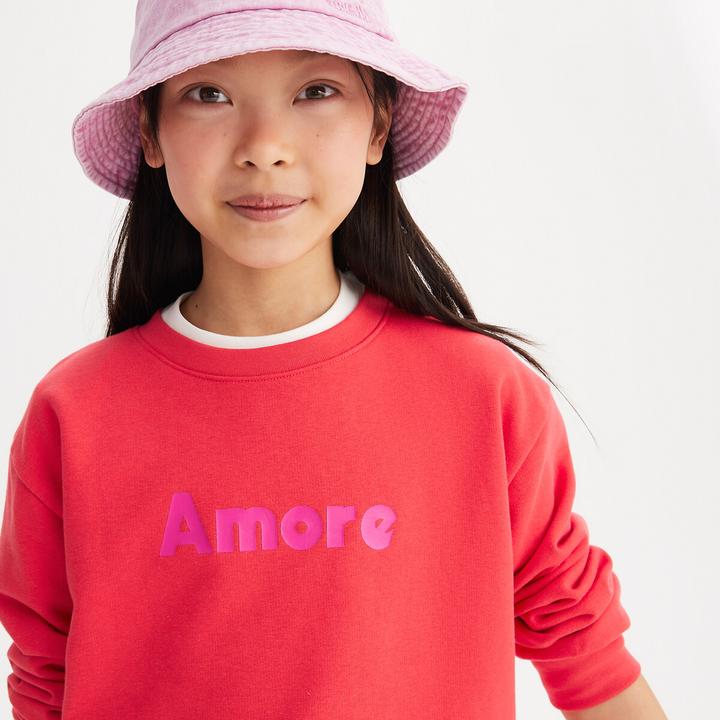 Actual product image La Redoute Collections Rundhals-Sweatshirt mit Schriftzug Amore (164)