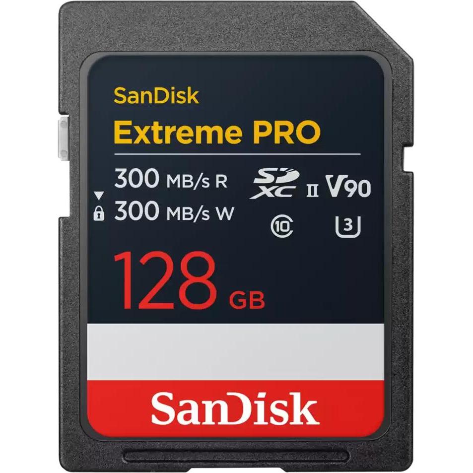 SanDisk Extreme PRO UHS-II V90 (128 GB, SDXC, U3, UHS-II), Speicherkarte, Schwarz