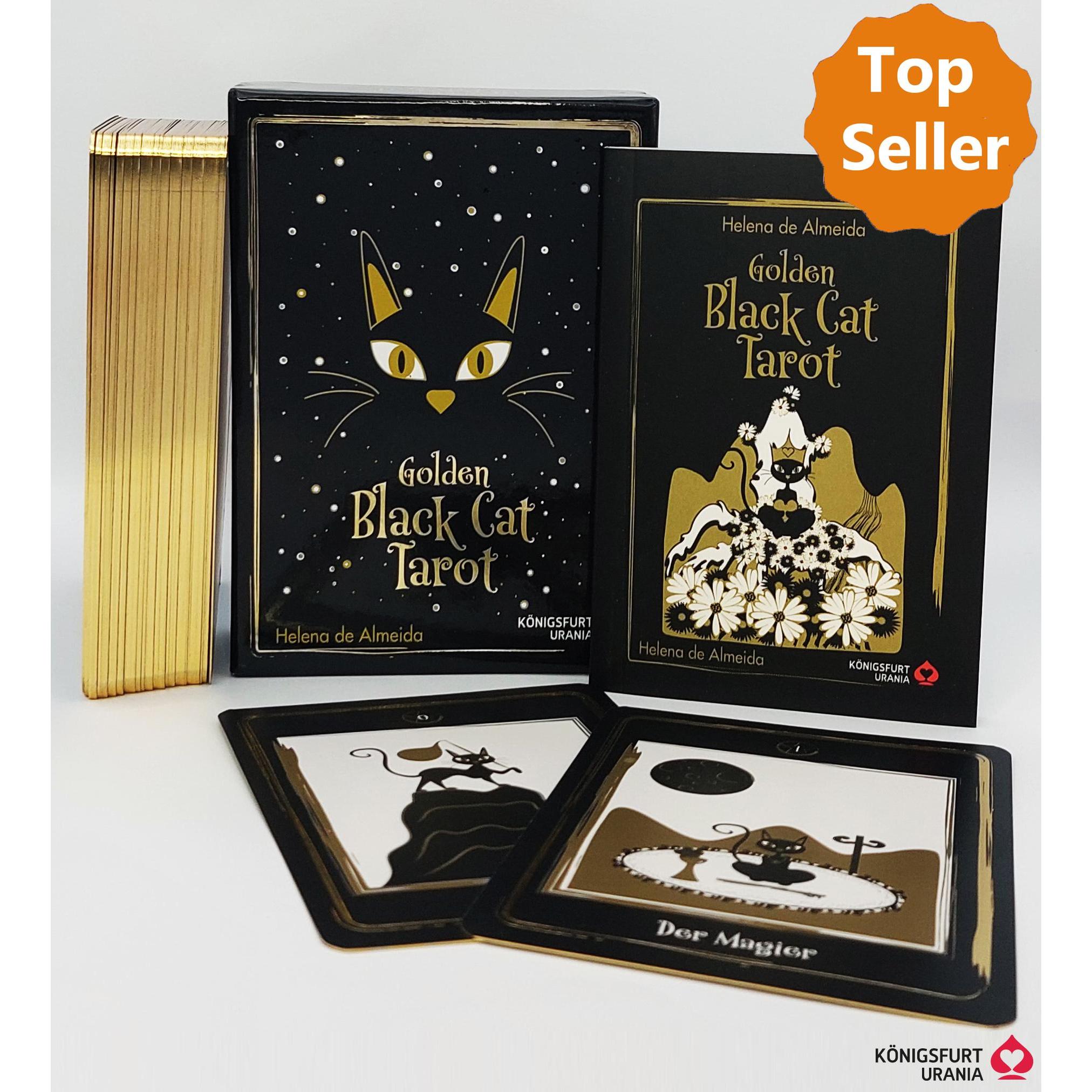 Golden Black Cat Tarot - Hochwertige Stülpdeckelschachtel mit Goldfolie, Sachbücher von Helena de Almeida