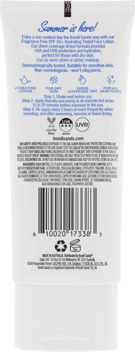 Actual product image Bondi Sands Hydrating Tinted Face Lotion (Sun cream face, SPF 50+, 75 ml)