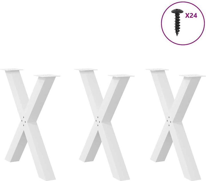 Immagine prodotto vidaXL Gambe del tavolo da pranzo X-shape 3 pz. Gamba tavolo in acciaio bianco 80x(72-73) cm