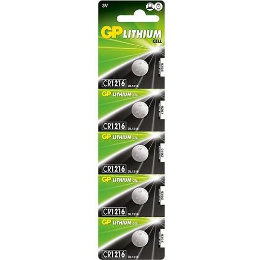 GP Batteries Cella al litio CR1216 Batteria monouso (5 pz., CR1216, 25 mAh), Batterie + pile