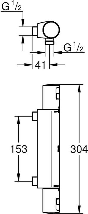 Actual product image Grohe Precision Start QuickFix thermostatic mixer for shower, 153mm spigot (CH), matt black