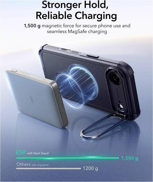 Produktbild ESR Cyber Tough Magnetic Case (Camera Control, Stash Stand), for iPhone 17 Air, Black (Apple iPhone 17, Apple iPhone Air)