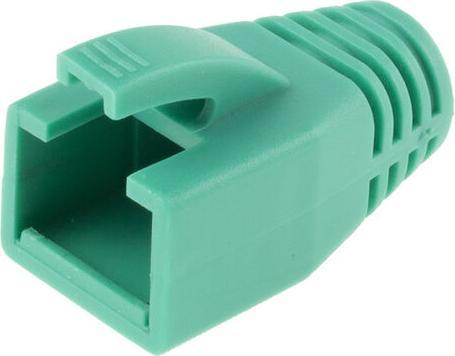 Actual product image ACT RJ45 green boot for 8.0 mm cable. Unit: Bag 25 pcs (Cable ties)