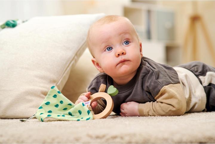 Actual product image Eichhorn Baby HIPP Wooden Teething Ring with Cuddle Cloth