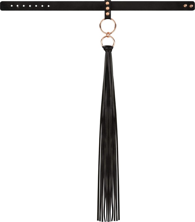 Actual product image Rosy Gold Collar with Flogger - Black
