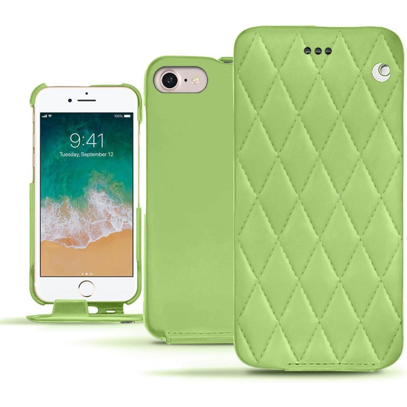 Noreve Lederschutzhülle vertikal (Apple iPhone 7), Smartphone Hülle, Grün