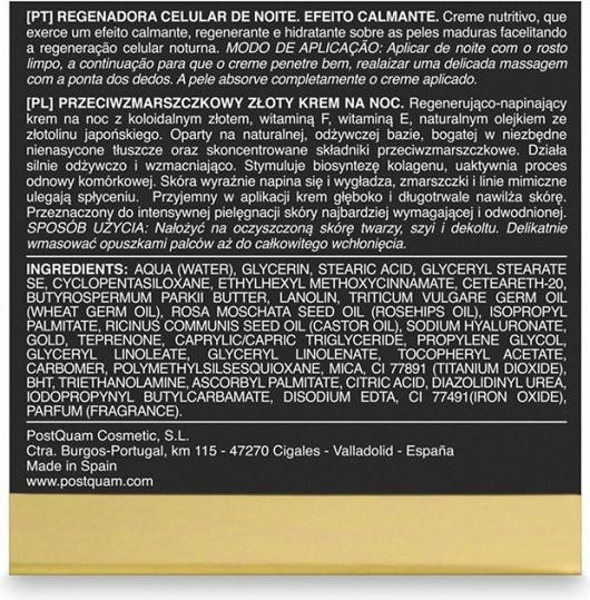 Produktbild Postquam LUXURY GOLD regenerating night cream 50 ml (50 ml)