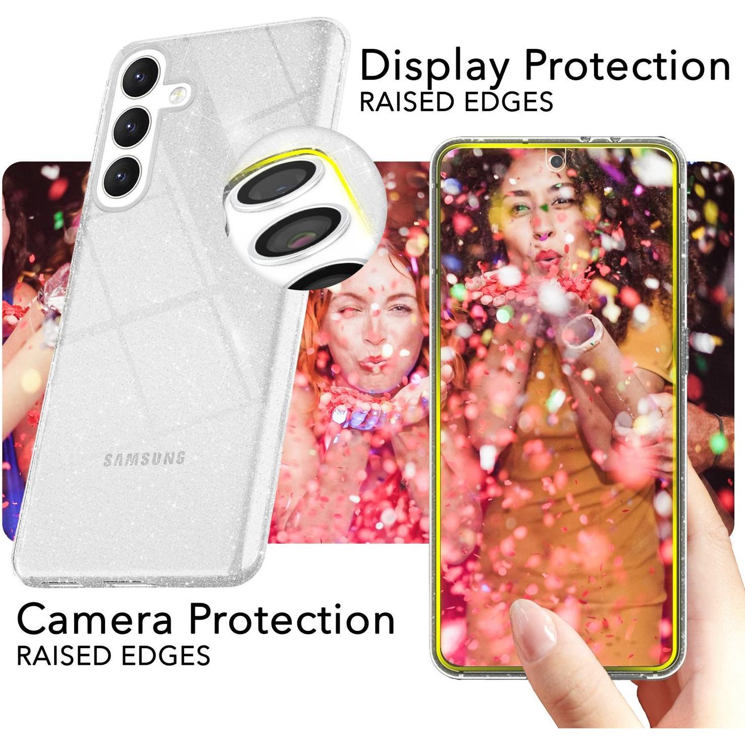 Thumbnail - Nalia Klare Glitzer Silikon Hülle (Samsung Galaxy S24+), Smartphone Hülle, Transparent