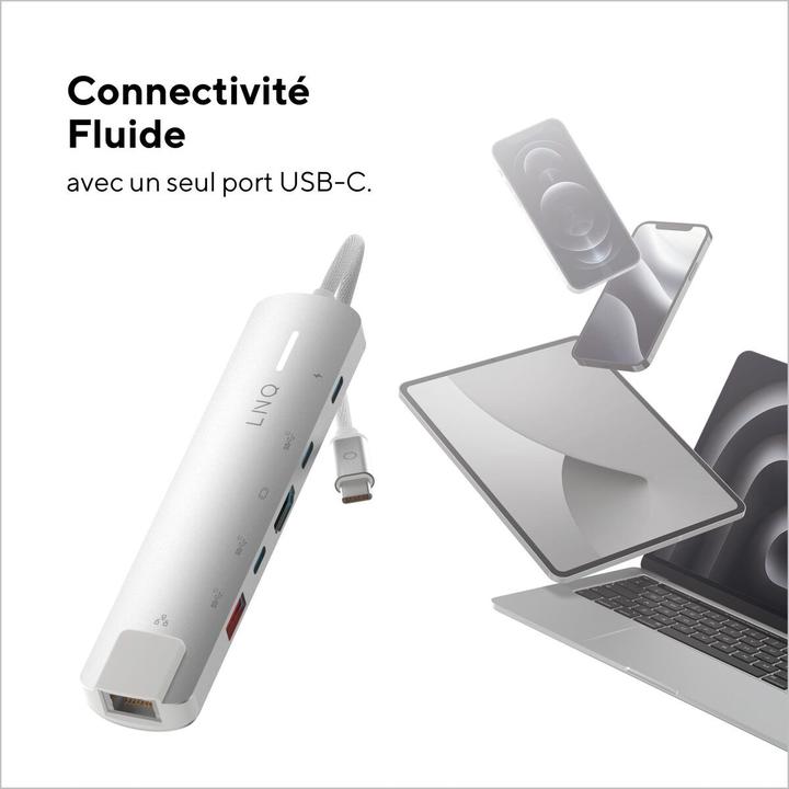 Actual product image LINQ Connects 6in1 PRO USB-C Multiport Hub 140W (USB-C, 6 ports)
