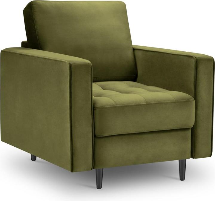 Cosmopolitan Design Fauteuil en velours, "Aspen", 1 Place, Vert, 80x90x90 Fabriqué en Europe