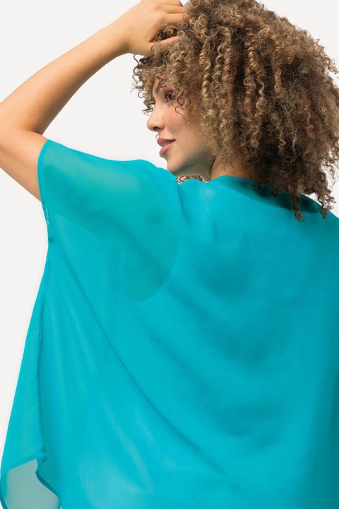Immagine prodotto Ulla Popken Blusa di chiffon dal taglio oversize con scollo rotondo e mezze maniche (42, 44, 46, 48)