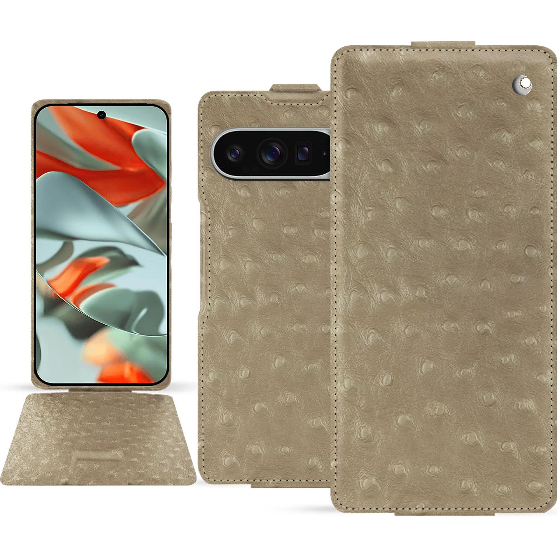 Noreve Lederschutzhülle vertikal (Google Pixel 9 Pro XL), Smartphone Hülle, Beige