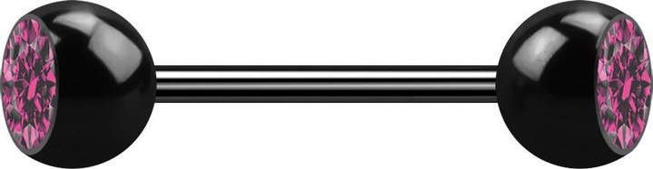Produktbild Star Piercing Micro Barbell schwarz mit zwei Kugeln Kristall pink (Chirurgenstahl 316L, ohne Messing)