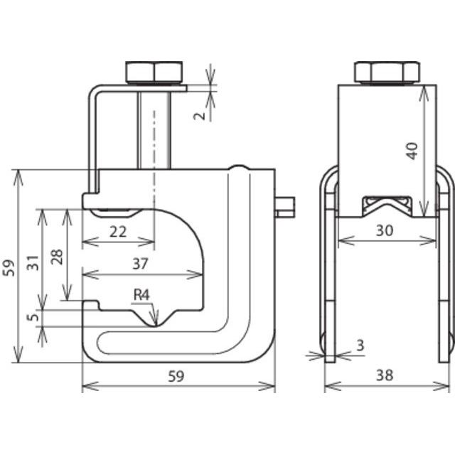 Thumbnail - Dehn Druckbügelklemme St/blank 308031 f. D 6-20mm o. Fl 30x3-4mm 308031, Netzwerk Zubehör
