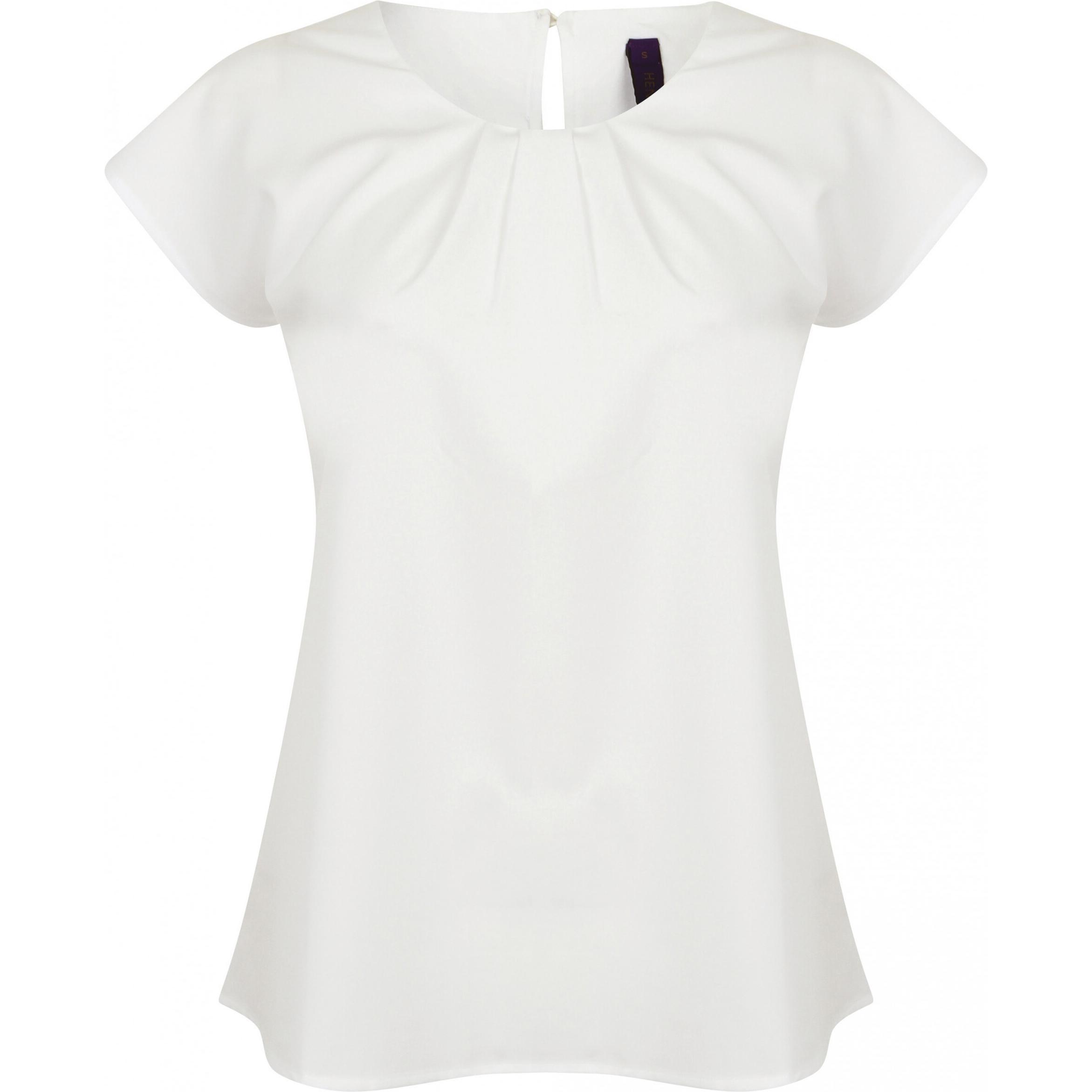 Henbury, Damen, Bluse, Bluse mit Plissee-Kragen, Damen, Weiss, (S)
