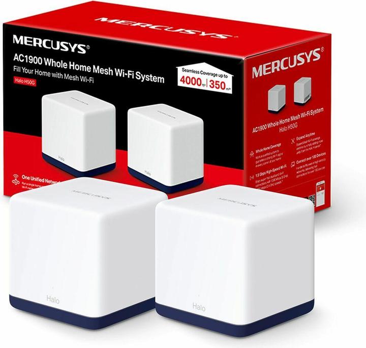 Image du produit Mercusys Halo H50G(2-pack) Double bande (2 4 GHz/5 GHz) Wi-Fi 5 (802.11ac) Blanc 3 Interne