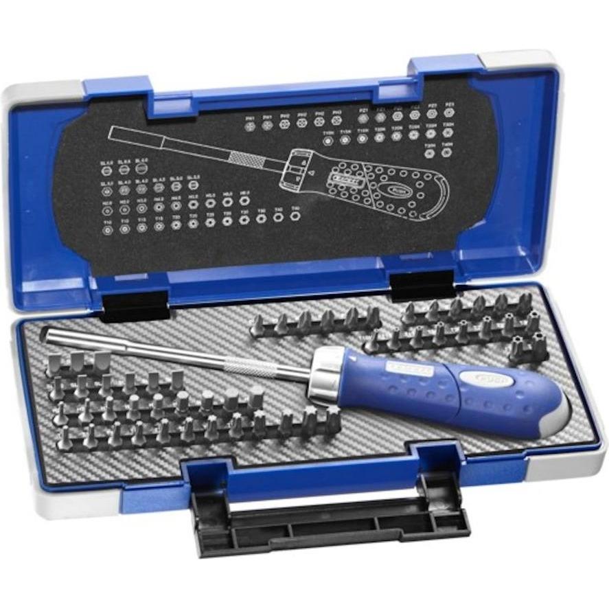 Expert, Cassetta degli attrezzi, Tournevis Porte-Embouts Revolver A Cliquet + Embouts - 59 Pezzi (59 pezzi)