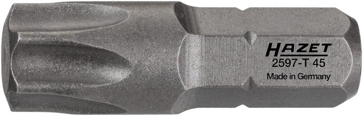 Actual product image HAZET Bit 2597-T45 ∙ Hexagon, solid 6.3 (1/4 inches) ∙ Inside TORX profile ∙ T45 (Hexagon socket TX M45)