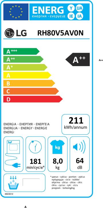 Energie-Label LG RH80V5AV0N (8 kg, Links)