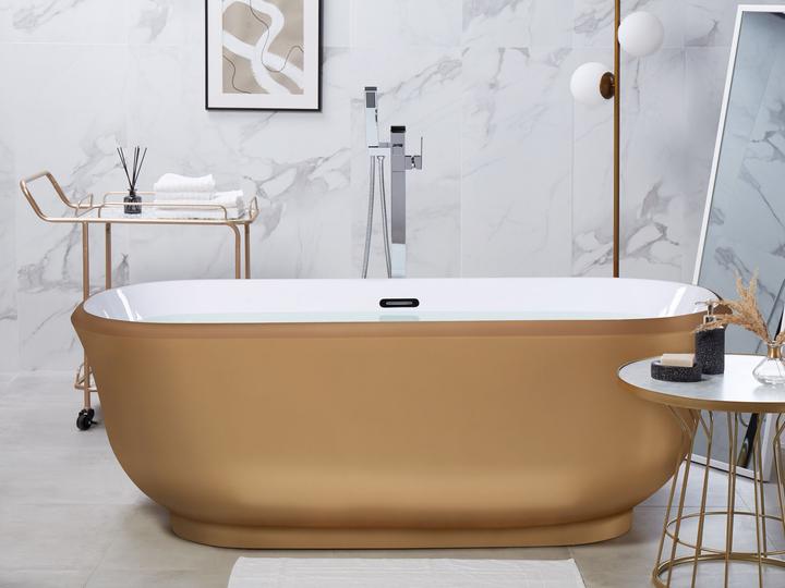 Produktbild Beliani Badewanne freistehend gold oval 170 x 77 cm TESORO (259 l, 170 cm, 77 cm)
