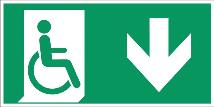 Energy Label Brady ISO safety sign - Emergency exit for people who are unable or impaired to walk (right)