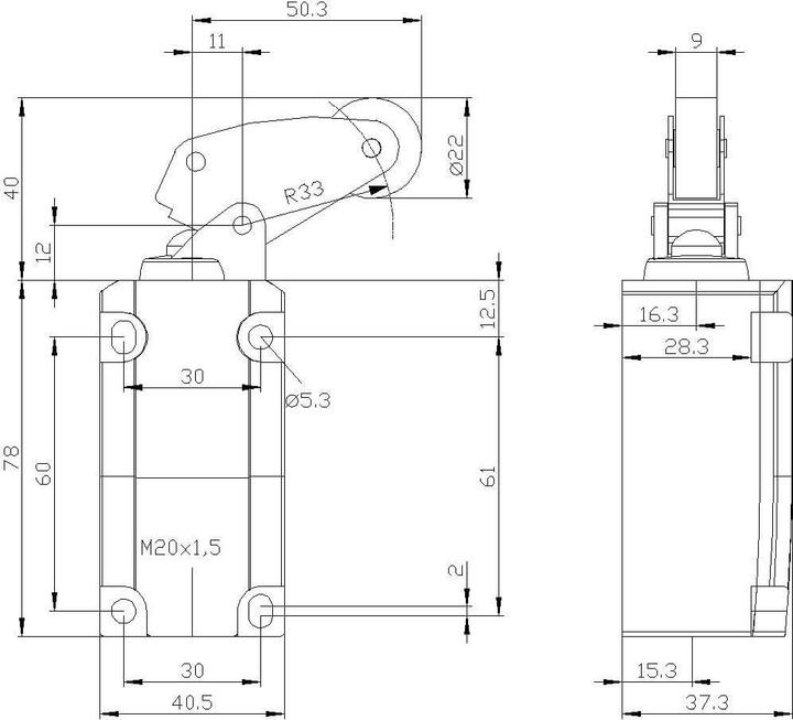 Produktbild Siemens Positionsschalter 40mm Winkelrollenheb.