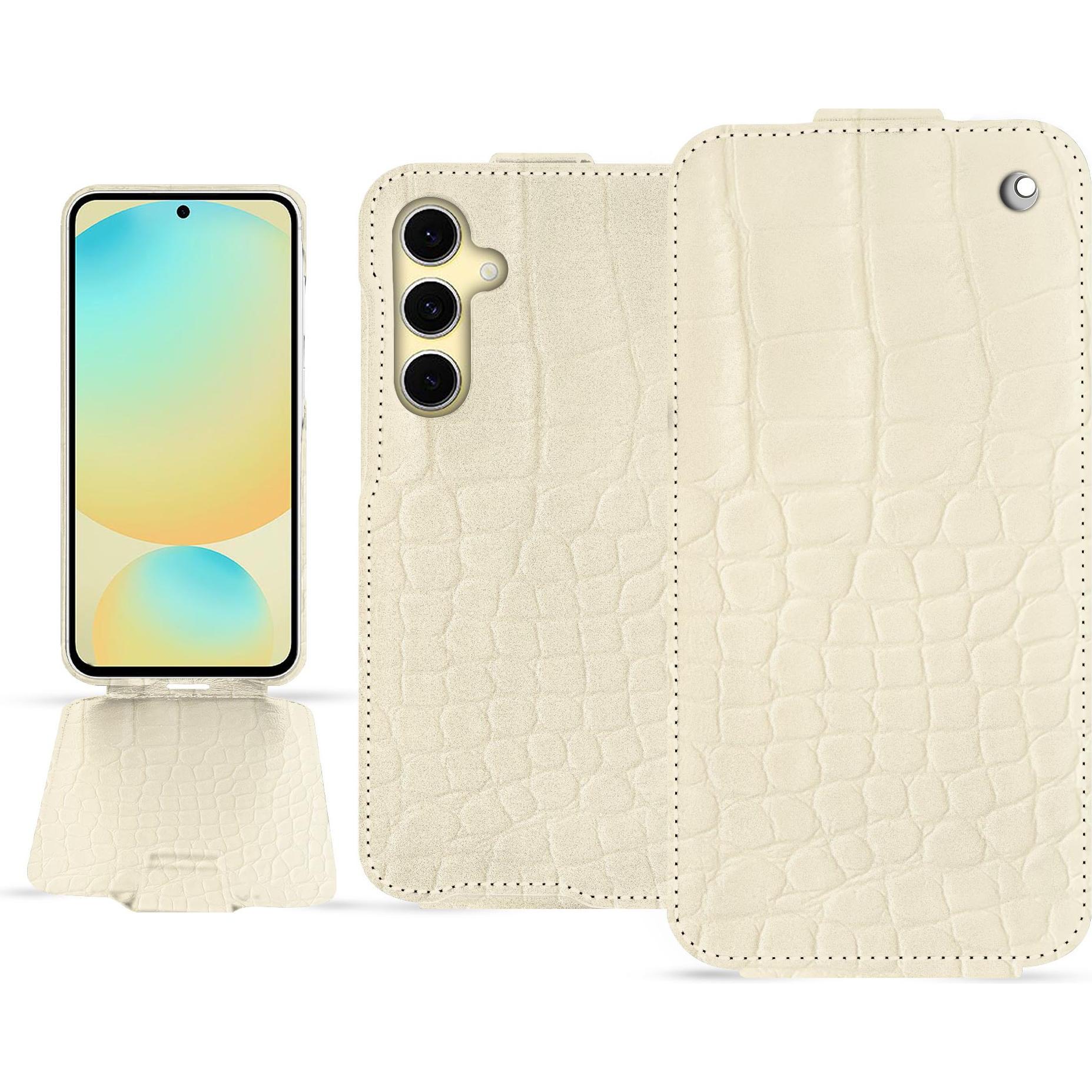 Noreve Lederschutzhülle vertikal (Samsung Galaxy S24 FE), Smartphone Hülle, Beige