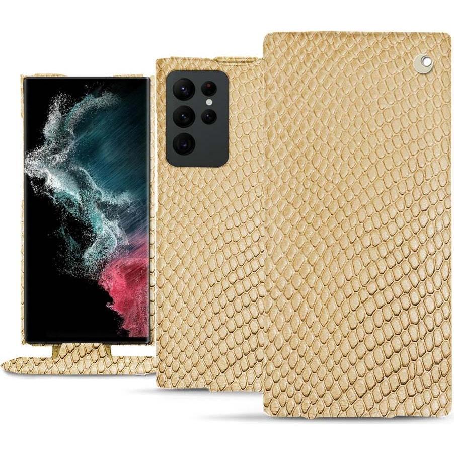 Noreve Lederschutzhülle vertikal (Samsung Galaxy S22 Ultra), Smartphone Hülle, Beige