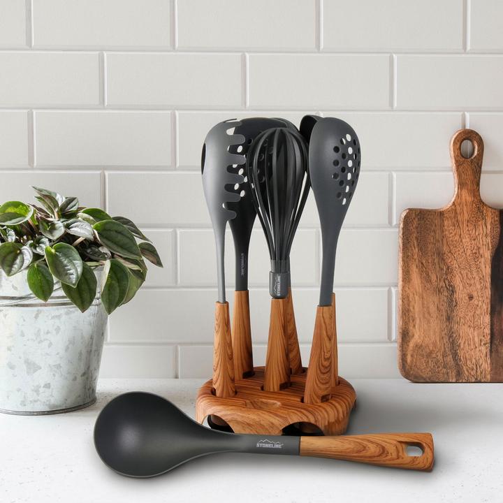 Produktbild Stoneline Back to Nature Küchenhelfer-Set, 8-tlg., in drehbarem Aufbewahrungsständer