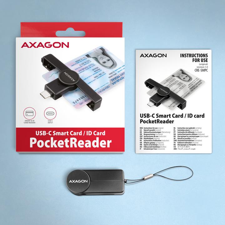Produktbild Axagon CRE-SMPC USB-C Smart Card PocketReader (USB 2.0)