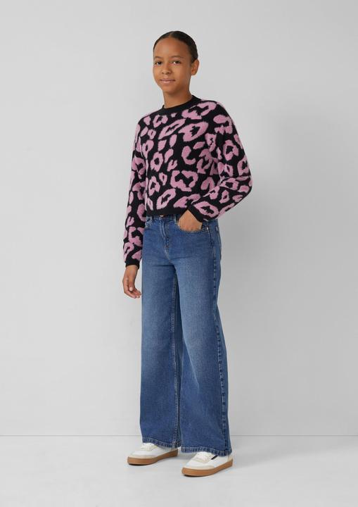 Produktbild s.Oliver Strickpullover Flauschiger Strickpullover im Loose Fit mit Leo-Muster (146, 152)
