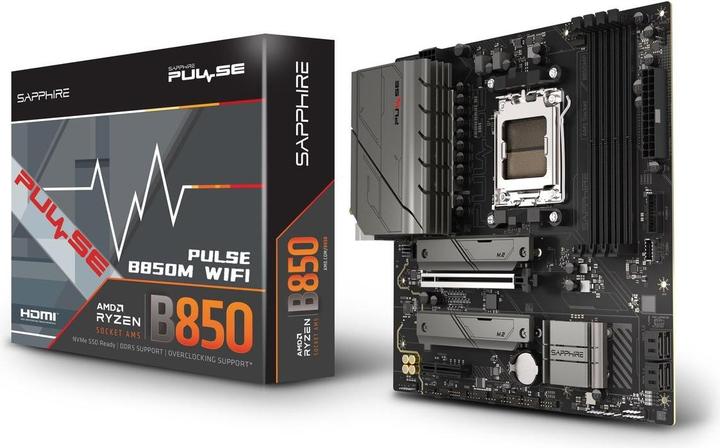 Image du produit Sapphire PULSE B850M WIFI 1xHDMI 1.4 1xDP 1.2 (AM5, AMD B850, Micro ATX (mATX))