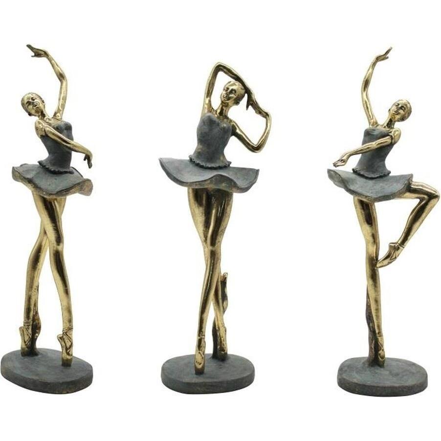 Esprit, Deko Objekt, Deko-Figur Home Grau Gold Ballett-Tänzerin 15 x 10 x 43 cm (3 Stück)
