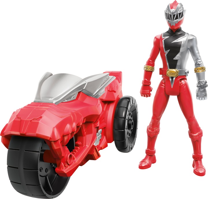 Produktbild Power Rangers Dino Fury Rip N Go T-Rex Battle-Bike und Roter Ranger, 15 cm grosses Fahrzeug mit Ac...