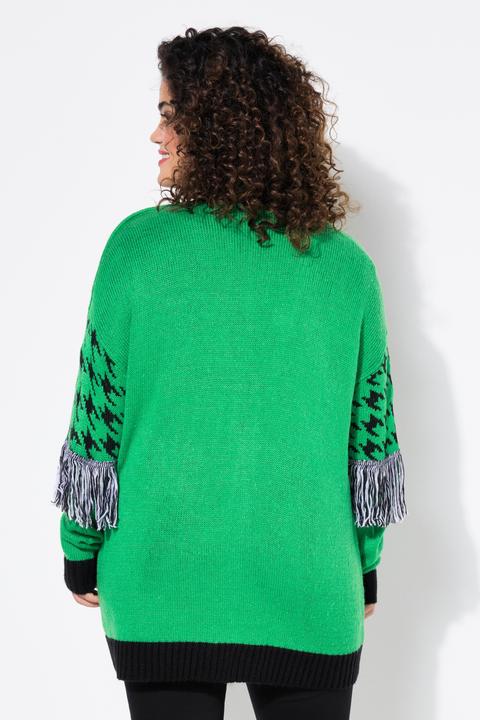 Produktbild Angel of Style Strickjacke, oversized, Hahnentritt, Fransen, Langarm (46, 48)