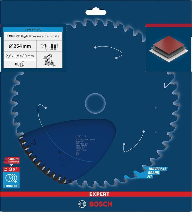 Produktbild Bosch Professional Zubehör Kreissägeblatt Expert for High Pressure Laminate, 254 x 30 x 2,8 mm, 80