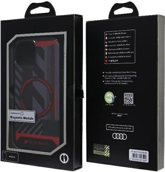 Actual product image Audi IML Sport MagSafe Case iPhone 15 / 14 / 13 6.1" czarny/black hardcase AU-IMLMIP15-RSQ/D2-BK (Apple iPhone 15)