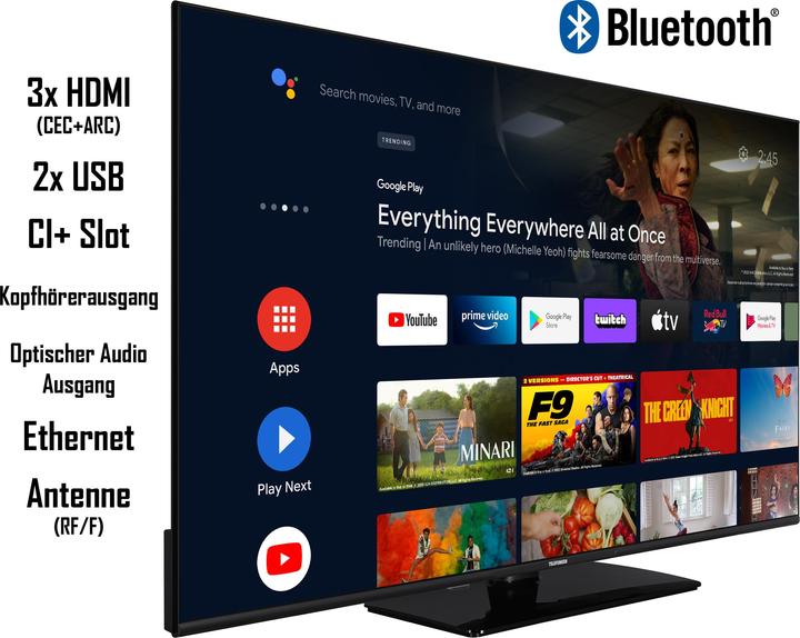 Produktbild Telefunken XU50AN754M (126 cm (50 Zoll), schwarz, UltraHD/4K, Triple Tuner, SmartTV, Android Betriebssystem) (50", LED, 4K, 2023)