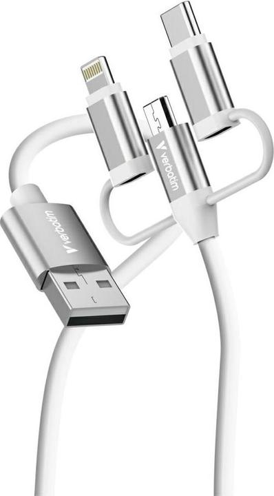 Produktbild Verbatim Kable Sync & Charge USB-A do Micro-B, USB-C, Lightning essentials 18W biały 32394 (1 m, USB 2.0, 18 W)